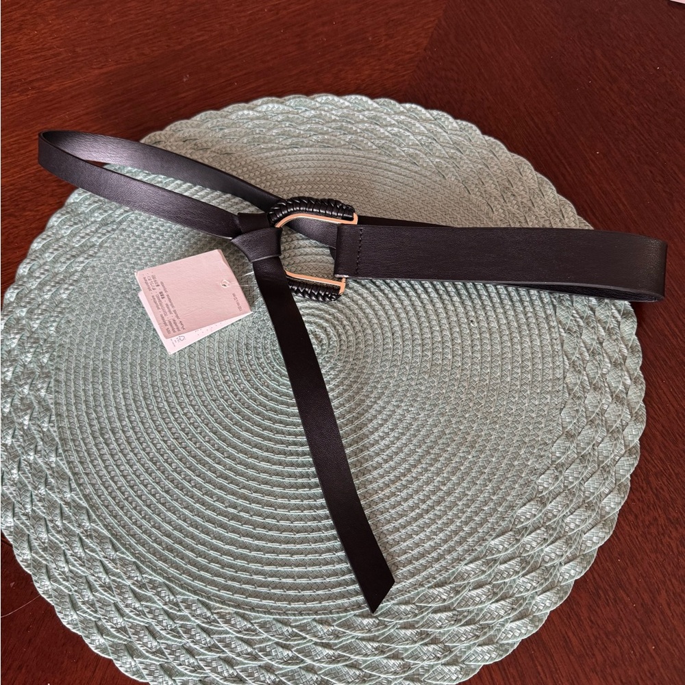 NWT Zara Elegant Black Belt with Gold Buckle